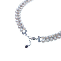 Freshwater Pearl Choker with Cubic Zirconia - CHOMEL