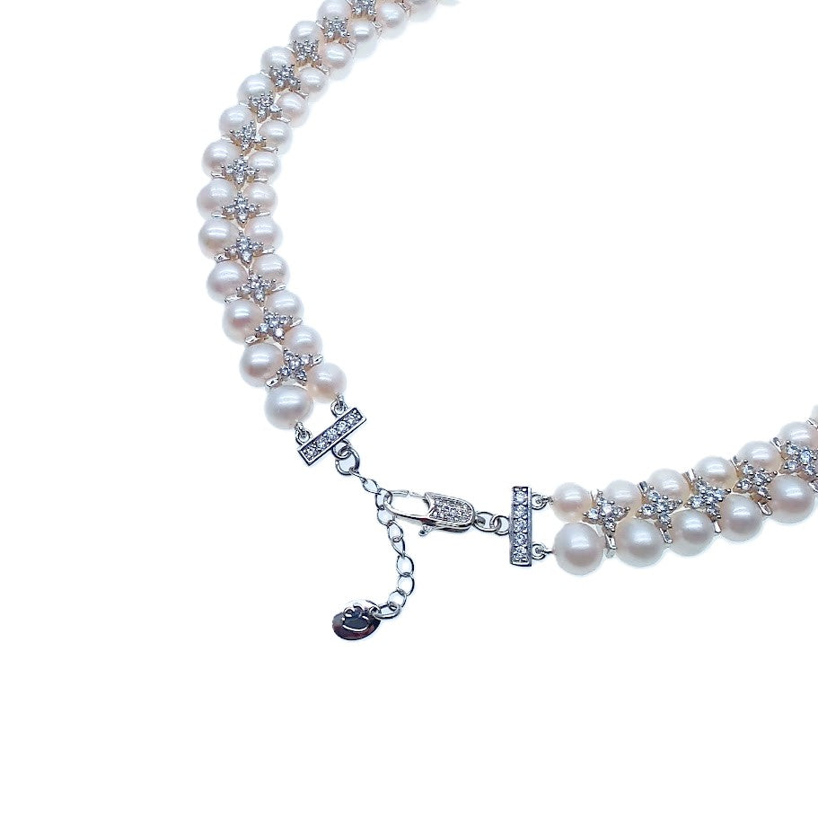 Freshwater Pearl Choker with Cubic Zirconia - CHOMEL