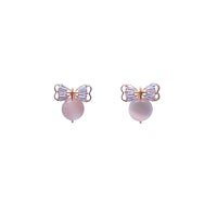 Ribbon Simulated Moonstone Earrings - CHOMEL