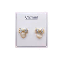 Ribbon Simulated Moonstone Earrings - CHOMEL
