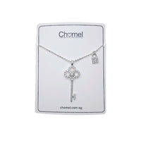 Lock & Key Cubic Zirconia Necklace - CHOMEL