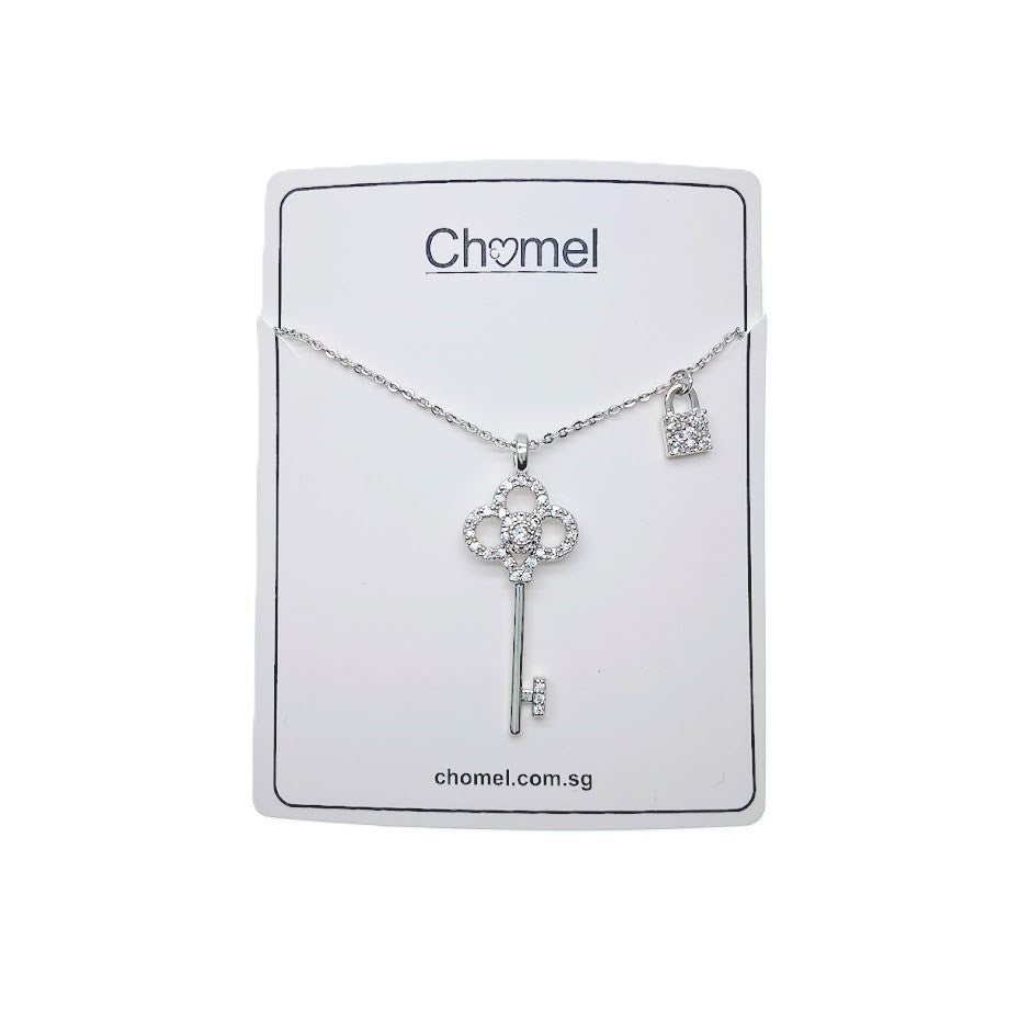 Lock & Key Cubic Zirconia Necklace - CHOMEL