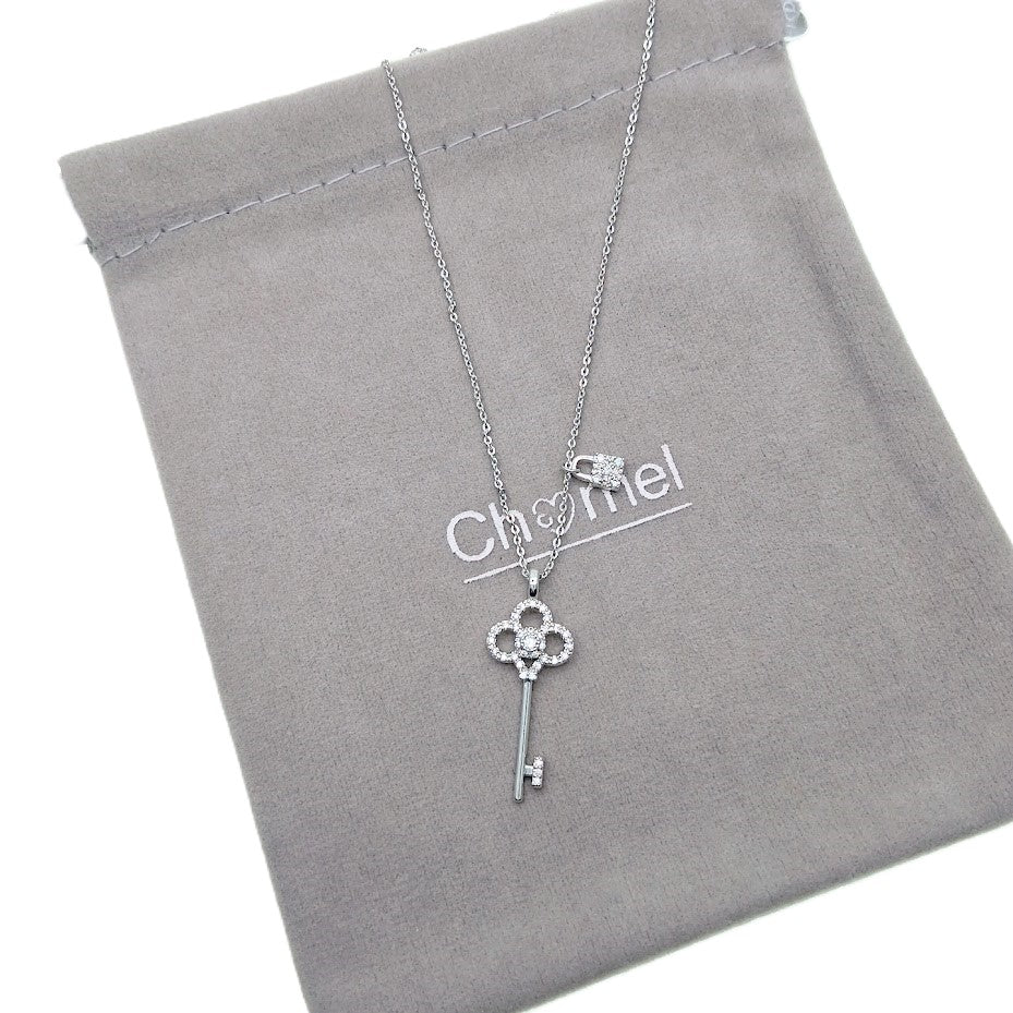 Lock & Key Cubic Zirconia Necklace - CHOMEL