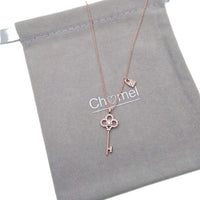 Lock & Key Cubic Zirconia Necklace - CHOMEL