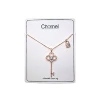 Lock & Key Cubic Zirconia Necklace - CHOMEL