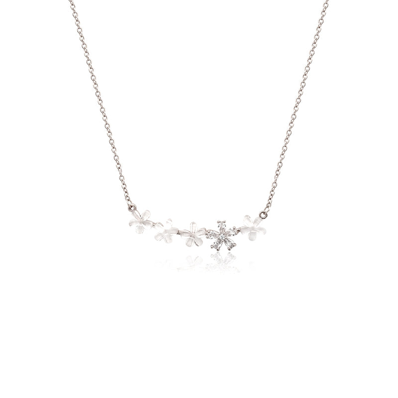 Flower Cubic Zirconia Necklace - CHOMEL