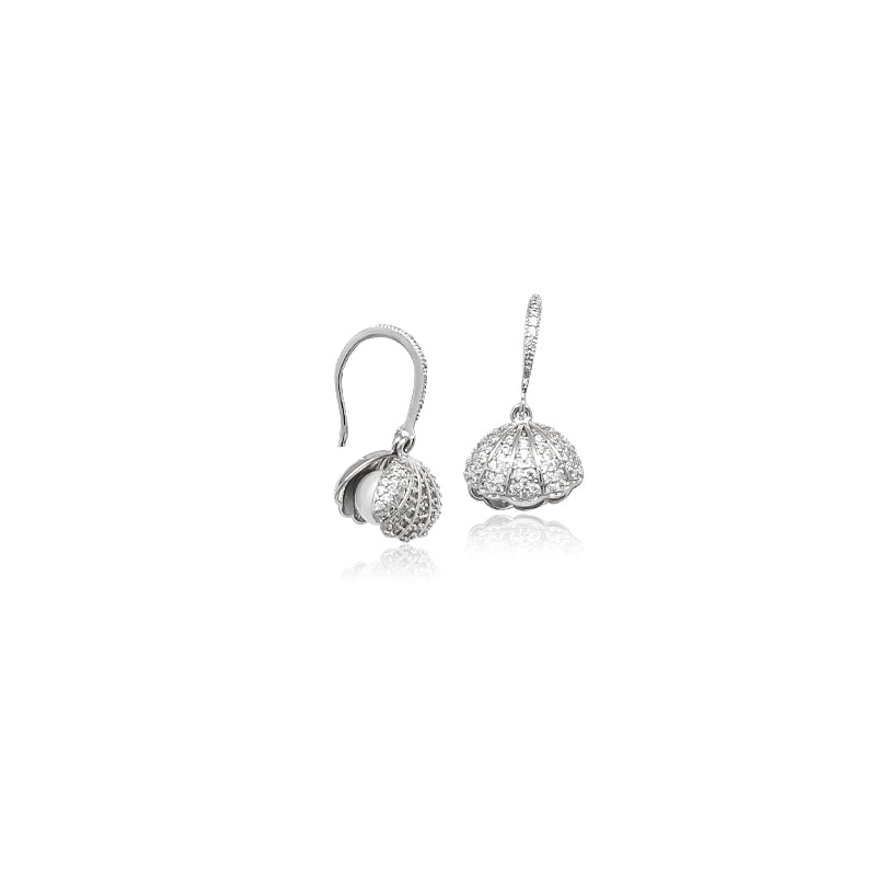 Shell Cubic Zirconia Earrings - CHOMEL