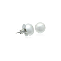 Simulated Pearl 12mm Button Earring.