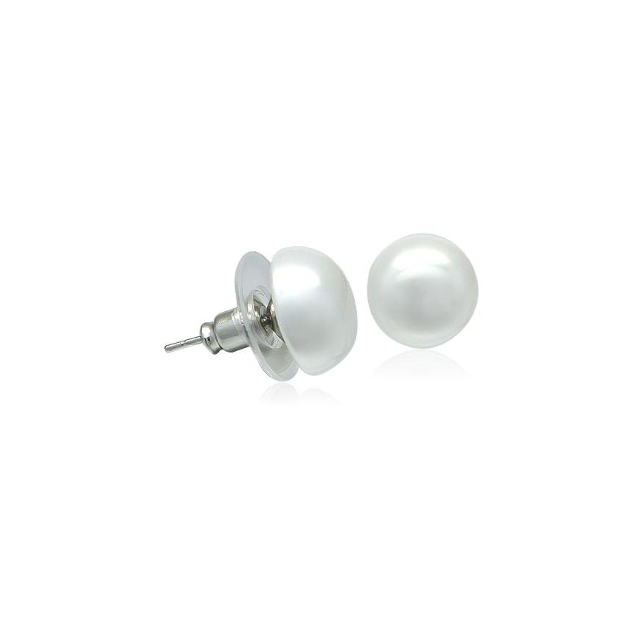Simulated Pearl 12mm Button Earring.