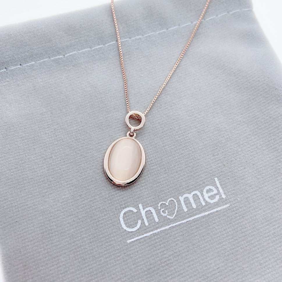 Oval Simulated Moonstone Necklace.