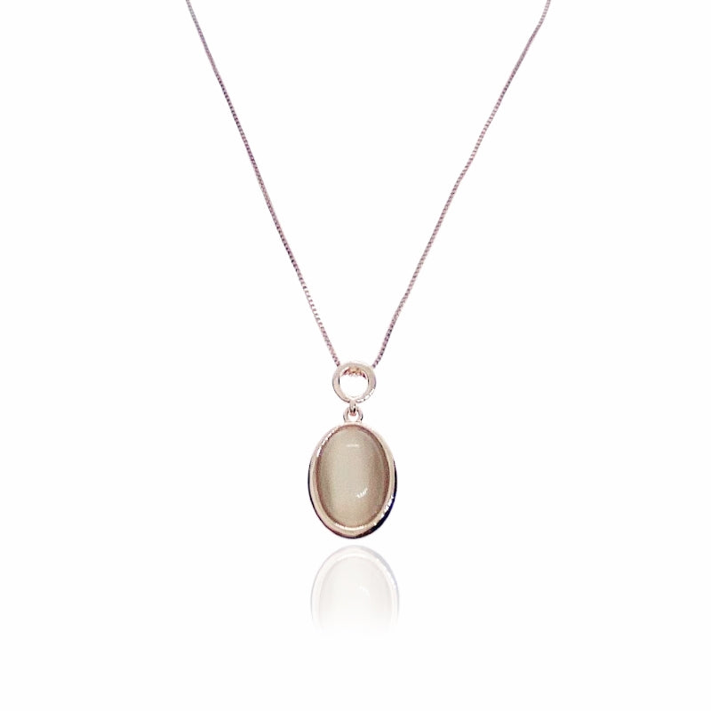 Oval Simulated Moonstone Necklace.