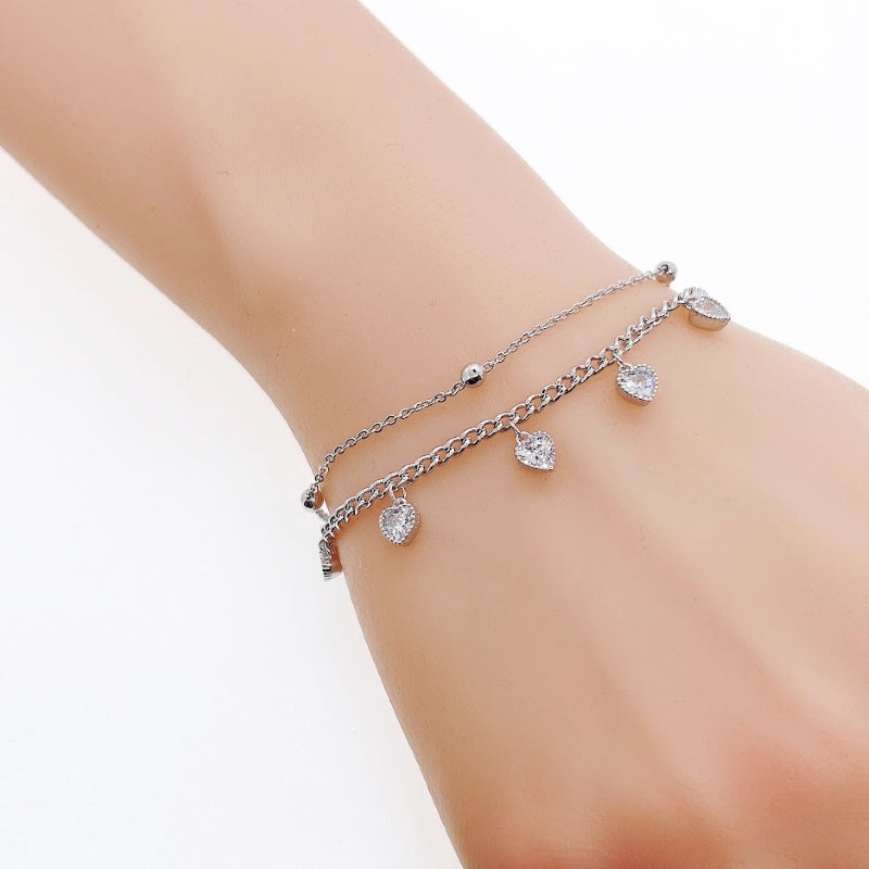 Heart Cubic Zirconia Bracelet - CHOMEL