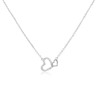 CHOMEL Cubic Zirconia 2 Hearts Rhodium Necklace