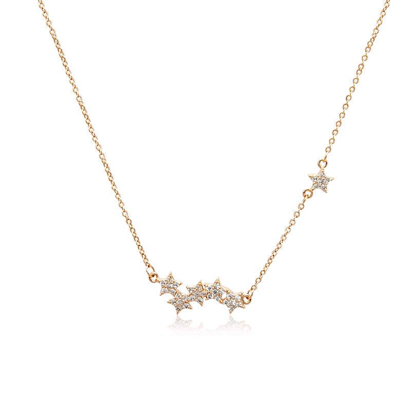 Star Cubic Zirconia Necklace - Sparkling Star Pendant in Rosegold