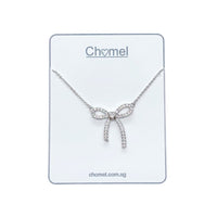 CHOMEL Cubic Zirconia Ribbon Rhodium Necklace