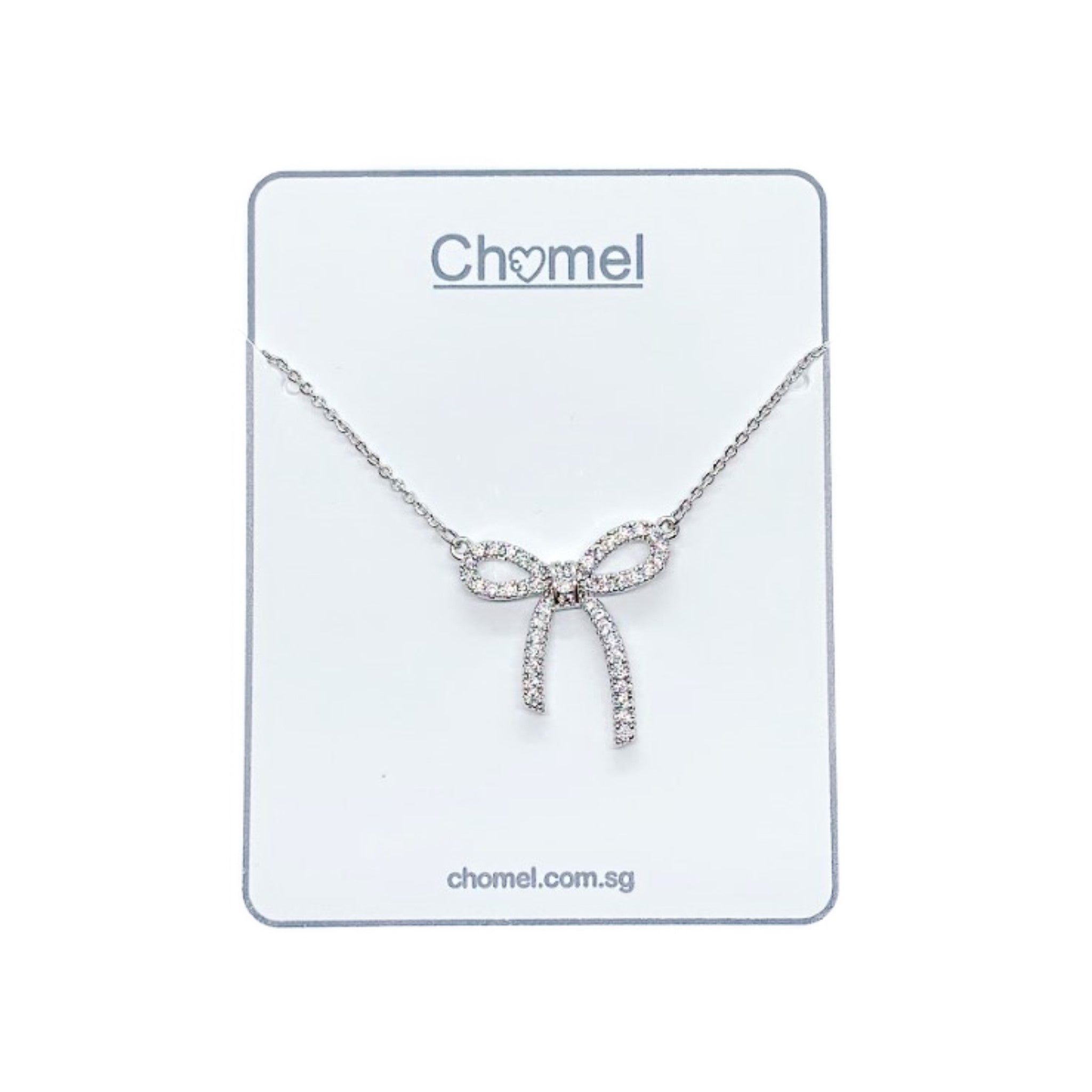 CHOMEL Cubic Zirconia Ribbon Rhodium Necklace