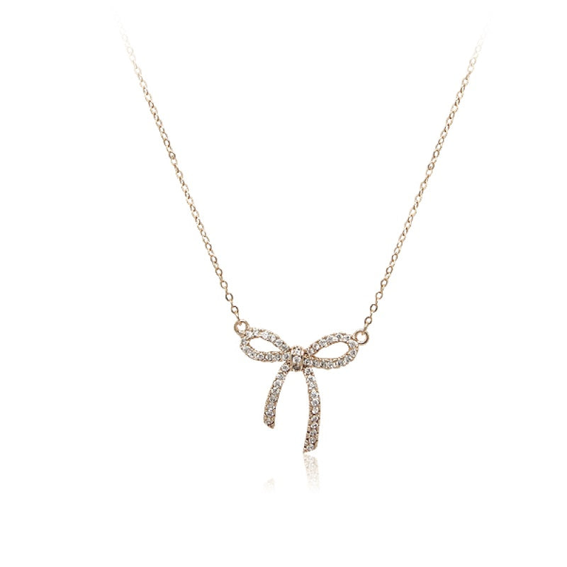 CHOMEL  Cubic Zirconia Ribbon Rosegold Necklace