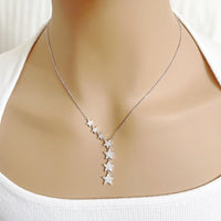 Rhodium 7 Stars Cubic Zirconia Necklace - CHOMEL