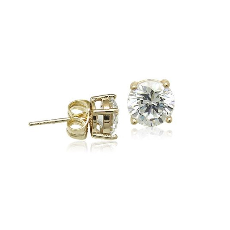 8mm Cubic Zirconia Solitaire Stud Earring.