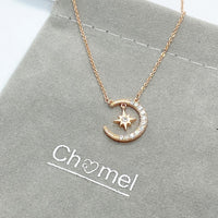 Moon & Star Cubic Zirconia Necklace.