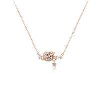 CHOMEL Cubic Zirconia Planet with Stars Rosegold Necklace