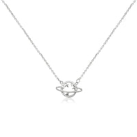 CHOMEL Cubic Zirconia Planet Rhodium Necklace