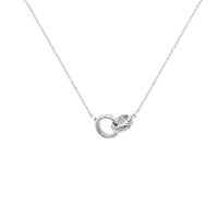 CHOMEL Cubic Zirconia 2 Interlocking Circles Rhodium Necklace