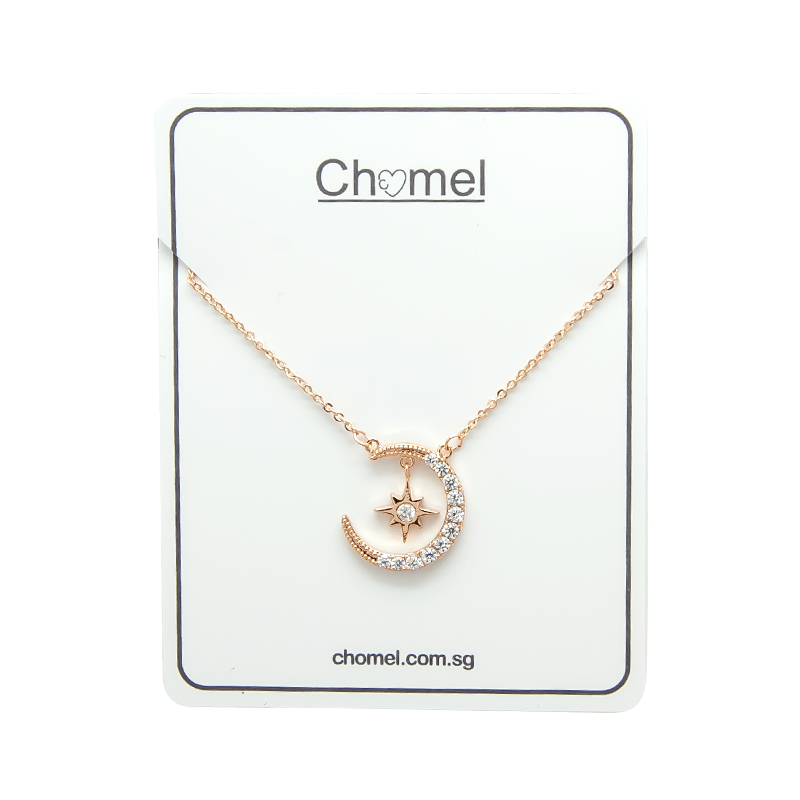 Moon & Star Cubic Zirconia Necklace.
