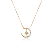 Moon & Star Cubic Zirconia Necklace.