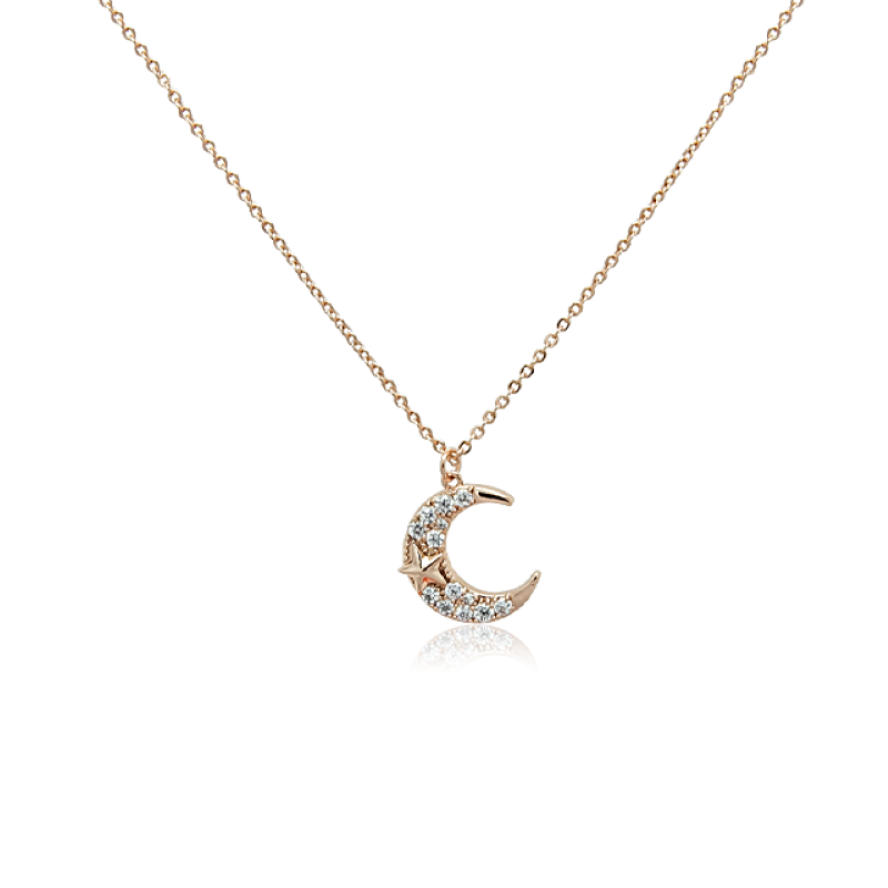 White gold crescent moon 2025 necklace