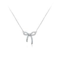 CHOMEL Cubic Zirconia Ribbon Rhodium Necklace