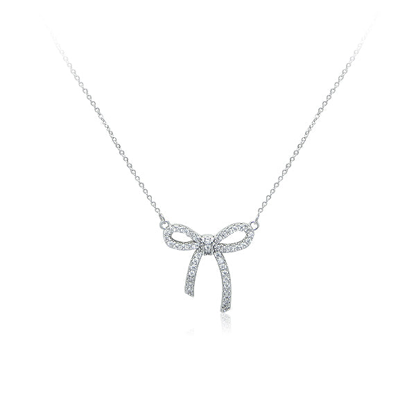 CHOMEL Cubic Zirconia Ribbon Rhodium Necklace