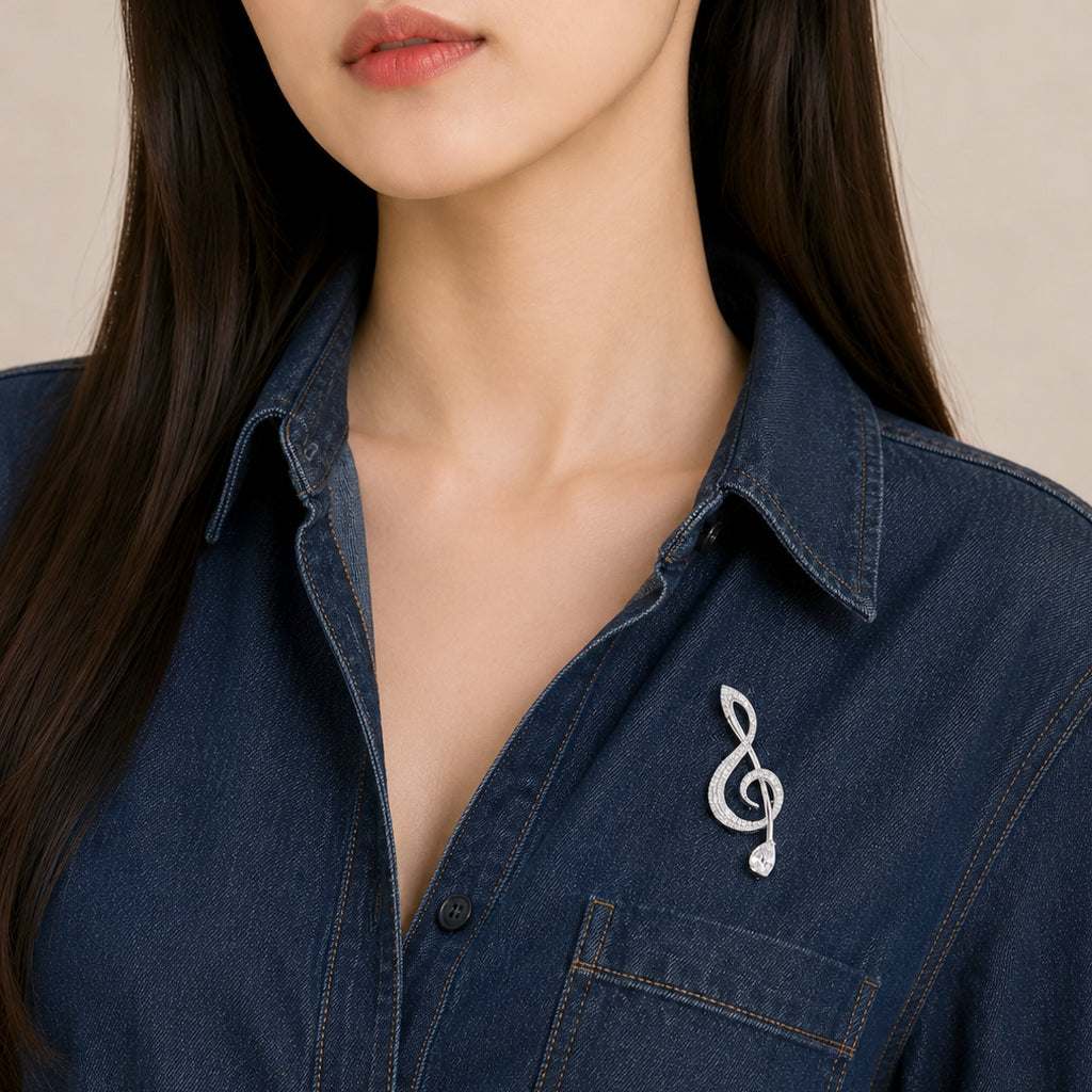 Music Note 立方氧化锆胸针