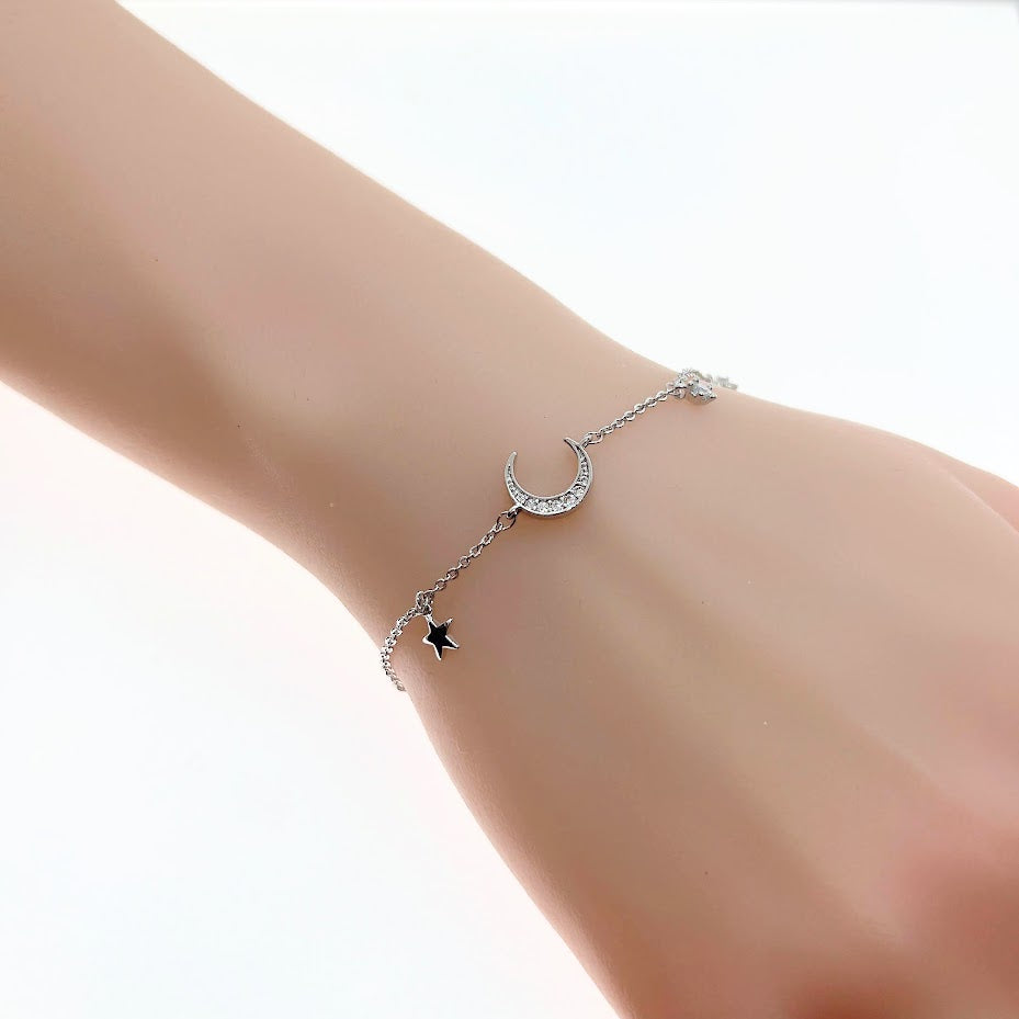 Moon & Star Cubic Zirconia Bracelet - CHOMEL