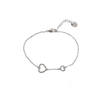 Rhodium Heart Cubic Zirconia Bracelet - CHOMEL