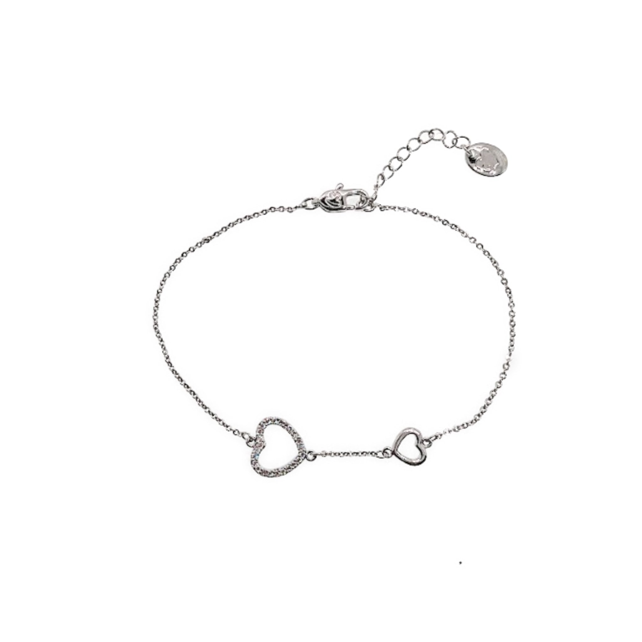 Rhodium Heart Cubic Zirconia Bracelet - CHOMEL