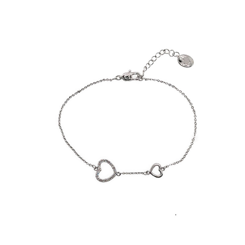 Rhodium Heart Cubic Zirconia Bracelet - CHOMEL