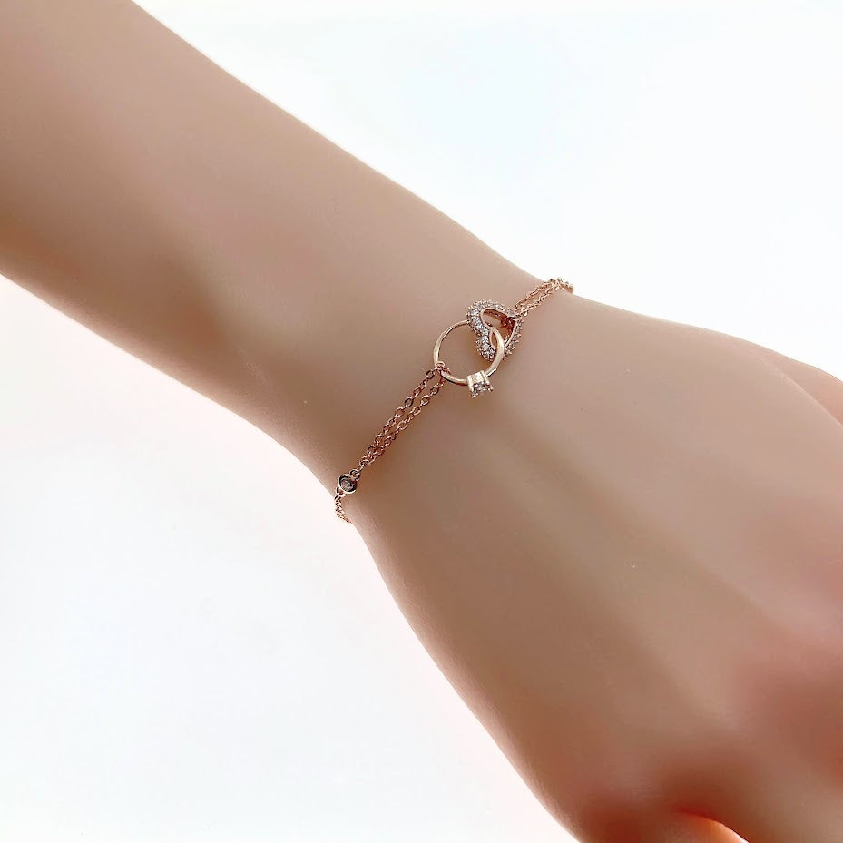 Heart & Ring Cubic Zirconia Bracelet - CHOMEL
