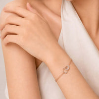 Rose gold Heart & Ring Cubic Zirconia Bracelet with adjustable chain and spring clasp