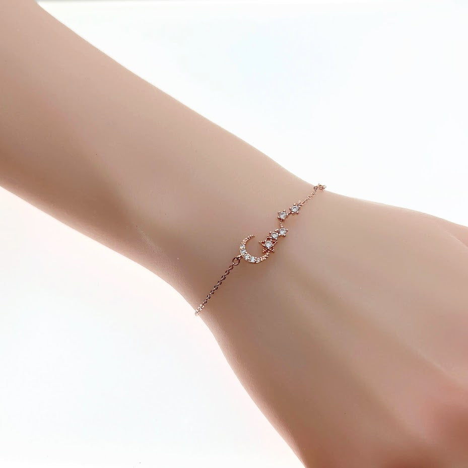 Moon & Star Cubic Zirconia Bracelet - CHOMEL