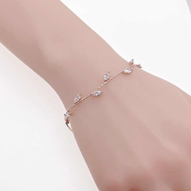 Leaf Cubic Zirconia Bracelet - CHOMEL