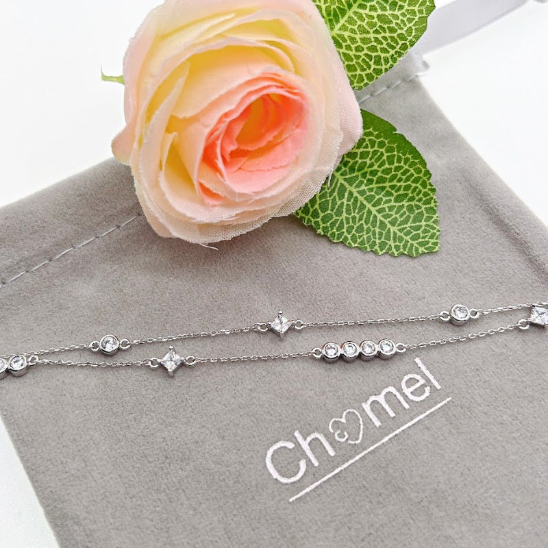 Cubic Zirconia Chain Bracelet - CHOMEL