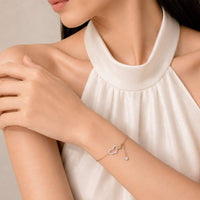 Rose gold heart cubic zirconia bracelet with double hearts and adjustable chain