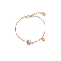 Rose gold star cubic zirconia bracelet with adjustable chain and CZ drop pendant