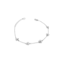 Rhodium Flower Cubic Zirconia Bracelet - CHOMEL