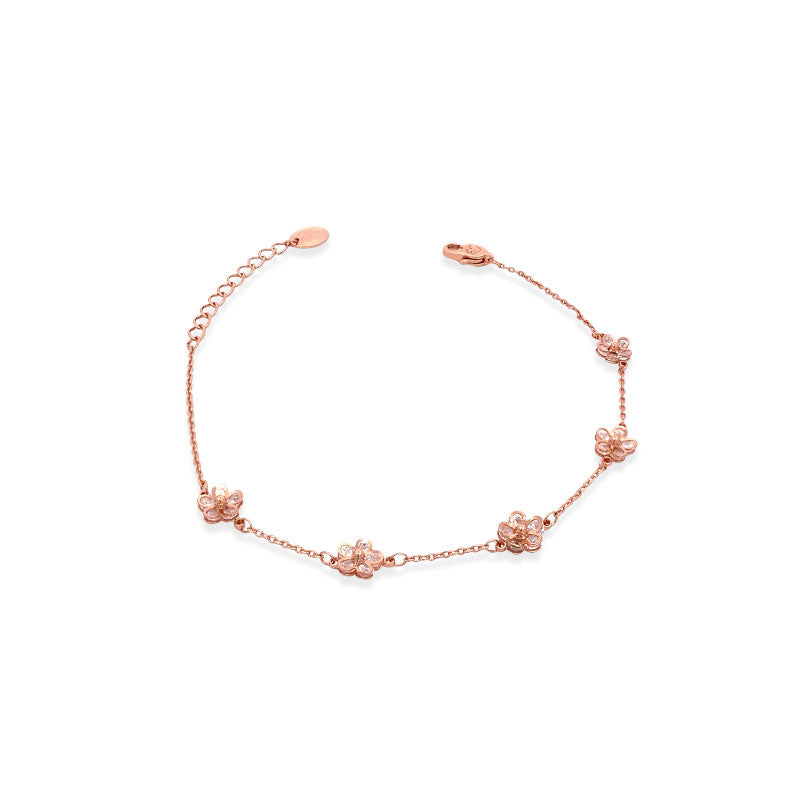 Rosegold Flower Cubic Zirconia Bracelet - CHOMEL