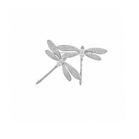 Dragonfly cubic zirconia brooch with rhodium plating and C clasp