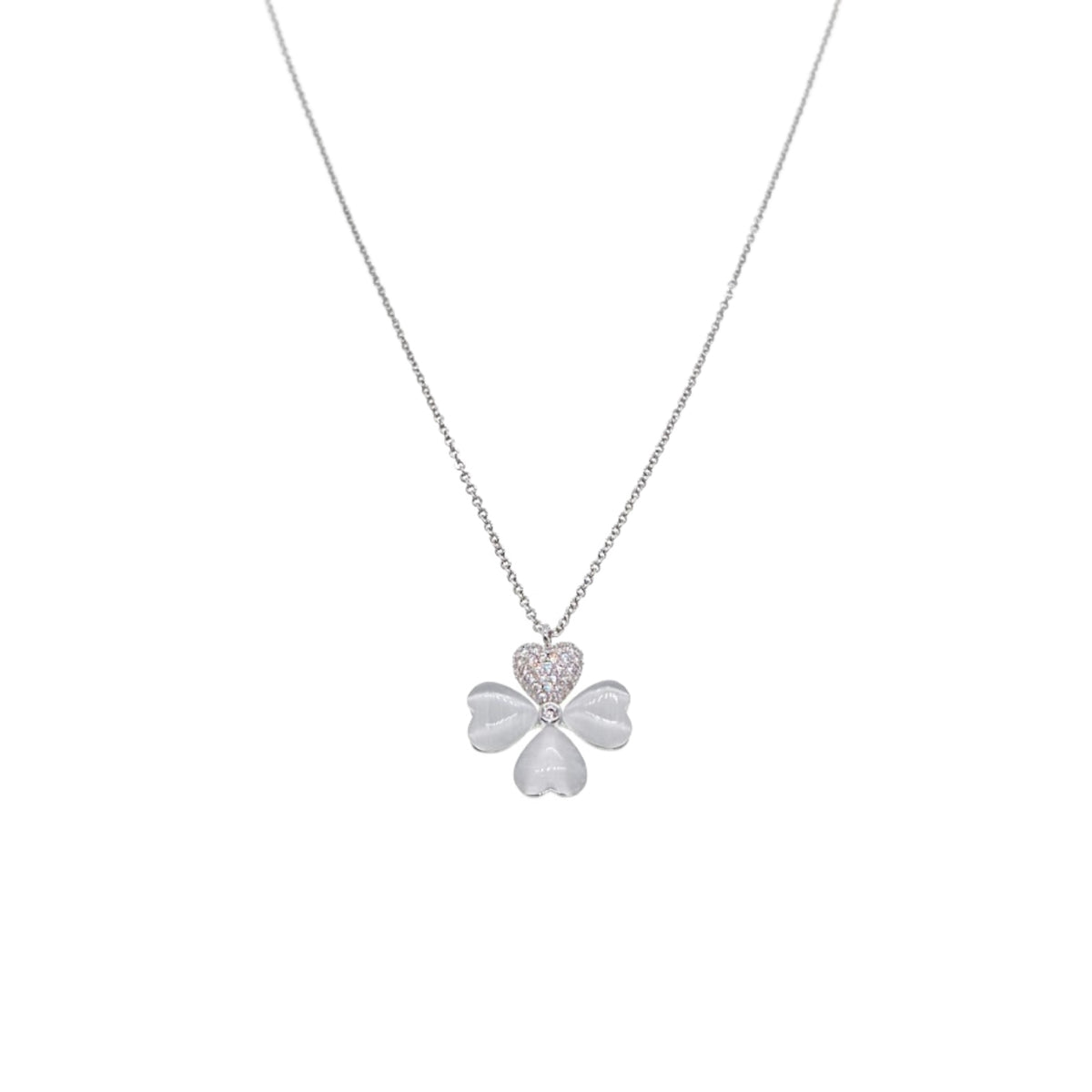 Clover Leaf Simulated Moonstone Necklace - CHOMEL