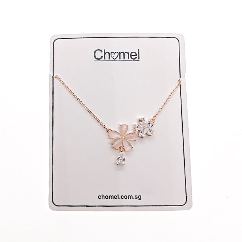 Simulated Moonstone Flower Necklace - CHOMEL