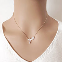 Simulated Moonstone Flower Necklace - CHOMEL